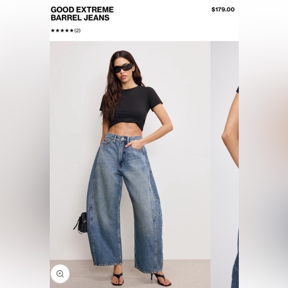 Good American Extreme Barrel Jeans High Rise‎ Denim NWT sz 27